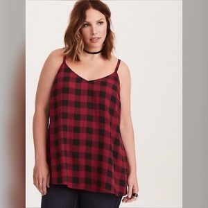 PLAID GEORGETTE SIDE SLIT CAMI